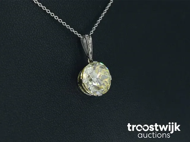 Platina ketting met een grote diamant van 3.50 carat - afbeelding 5 van  8