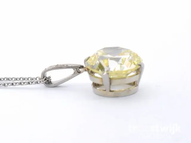 Platina ketting met een grote diamant van 3.50 carat - afbeelding 6 van  8