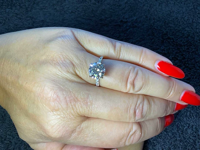Platina ring diamant 3,40 crt - afbeelding 3 van  10