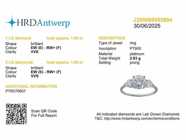Platina ring met 2,50 crt. diamant - afbeelding 7 van  7