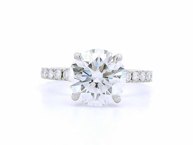 Platina ring met 3,16 crt. diamant - afbeelding 4 van  7