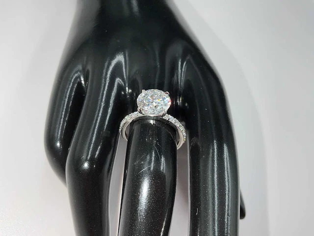 Platina ring met 3,46 crt. diamant - afbeelding 3 van  11