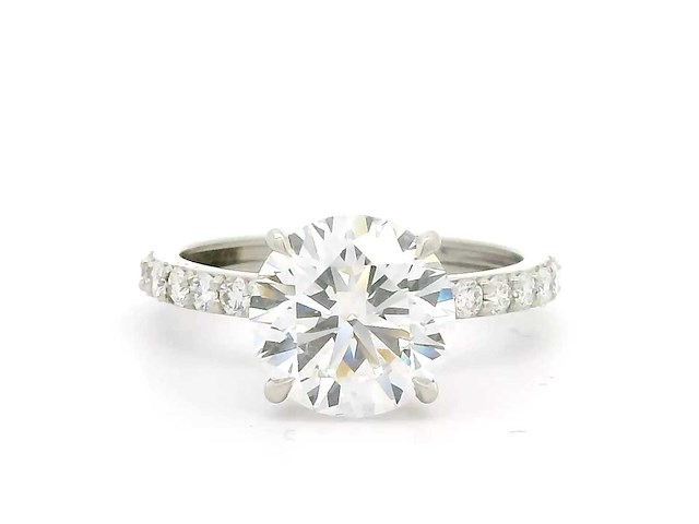 Platina ring met 3,46 crt. diamant - afbeelding 1 van  12