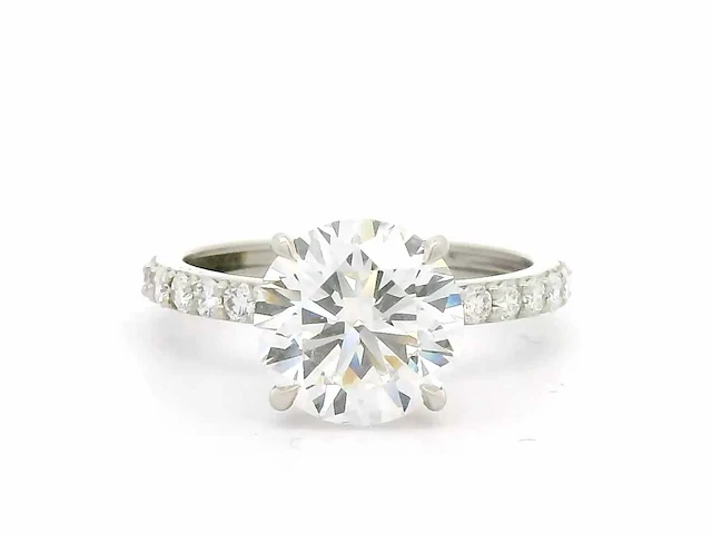 Platina ring met 3,46 crt. diamant - afbeelding 1 van  10