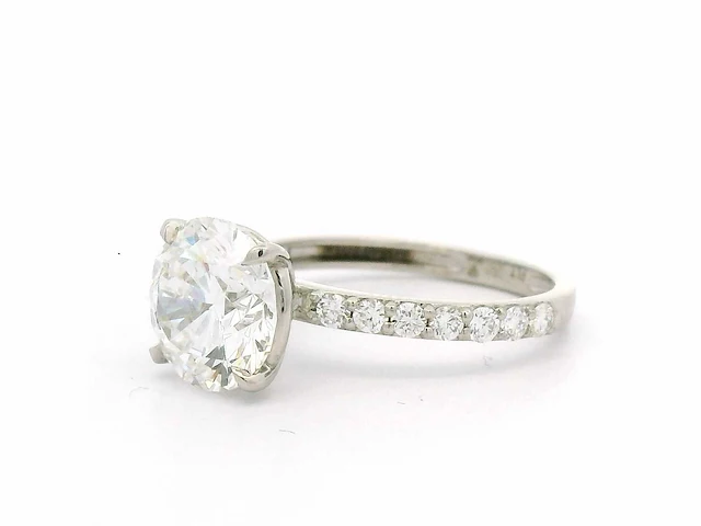 Platina ring met 3,46 crt. diamant - afbeelding 5 van  10