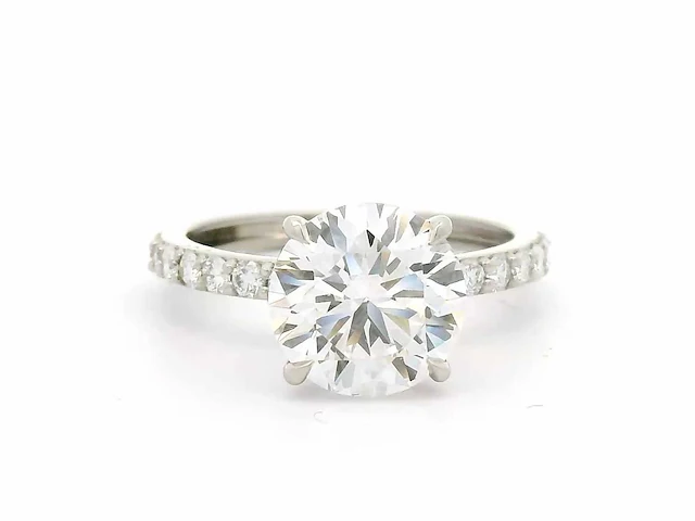 Platina ring met 3,46 crt. diamant - afbeelding 7 van  10