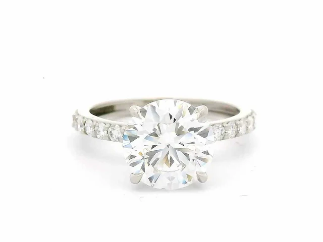 Platina ring met 3,46 crt. diamant - afbeelding 8 van  10