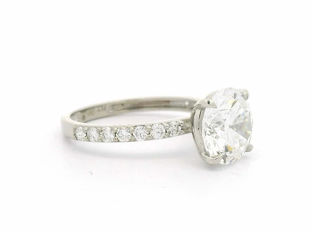 Platina ring met 3,46 crt. diamant - afbeelding 9 van  10
