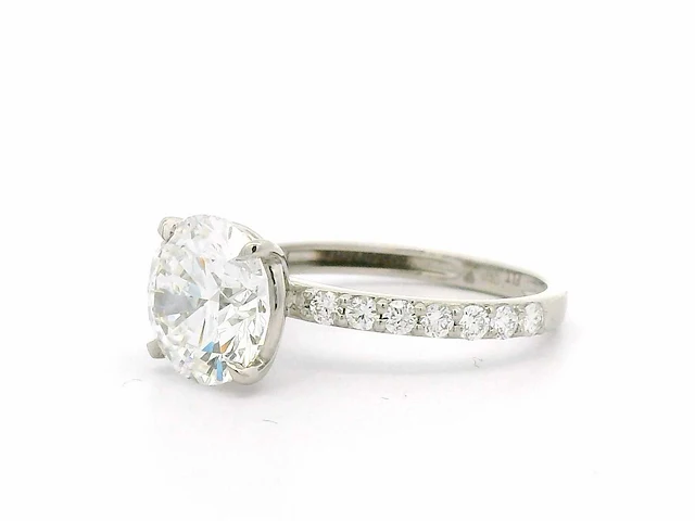 Platina ring met 3,46 crt. diamant - afbeelding 10 van  10
