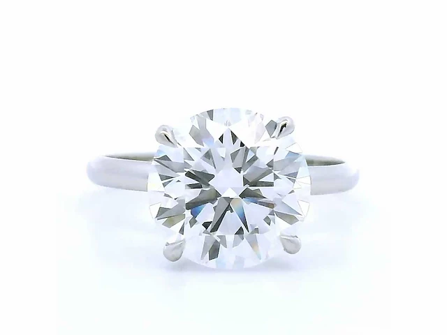 Platina ring met 4,02 crt. diamant - afbeelding 3 van  9