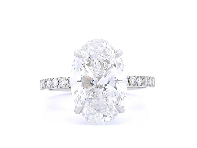 Platina ring met 4,49 crt. diamant - afbeelding 1 van  7