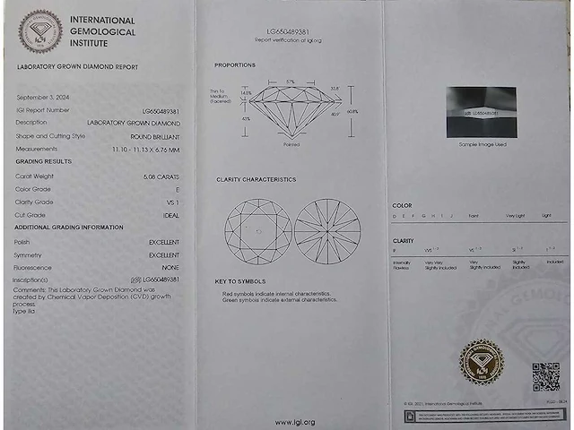Platina ring met 5,39 crt. diamant - afbeelding 2 van  9