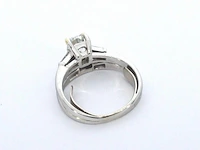 Platina ring met antiek geslepen diamant en hoge kwaliteit baguette geslepen diamanten - afbeelding 5 van  7