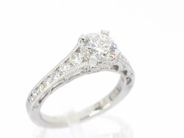 Platina ring met briljant geslepen diamanten - afbeelding 2 van  8