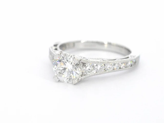 Platina ring met briljant geslepen diamanten - afbeelding 3 van  8