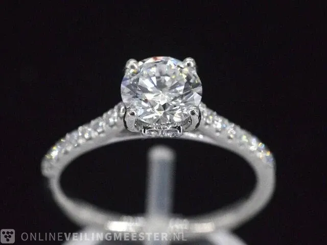 Platina ring met diamanten 1.3 ct (gecertificeerd) - nieuw - afbeelding 1 van  10