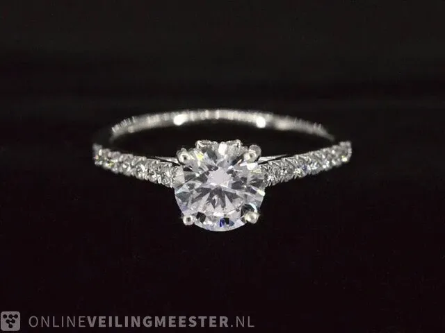 Platina ring met diamanten 1.3 ct (gecertificeerd) - nieuw - afbeelding 5 van  10