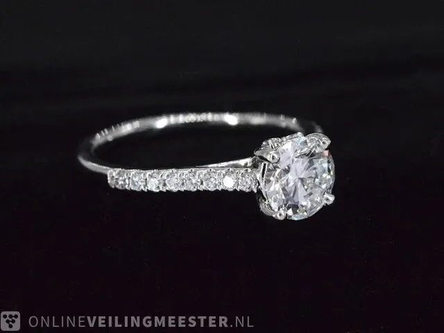 Platina ring met diamanten 1.3 ct (gecertificeerd) - nieuw - afbeelding 6 van  10