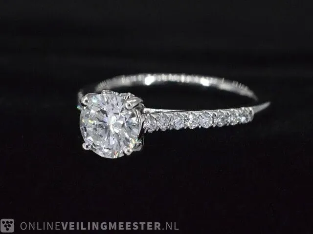 Platina ring met diamanten 1.3 ct (gecertificeerd) - nieuw - afbeelding 7 van  10