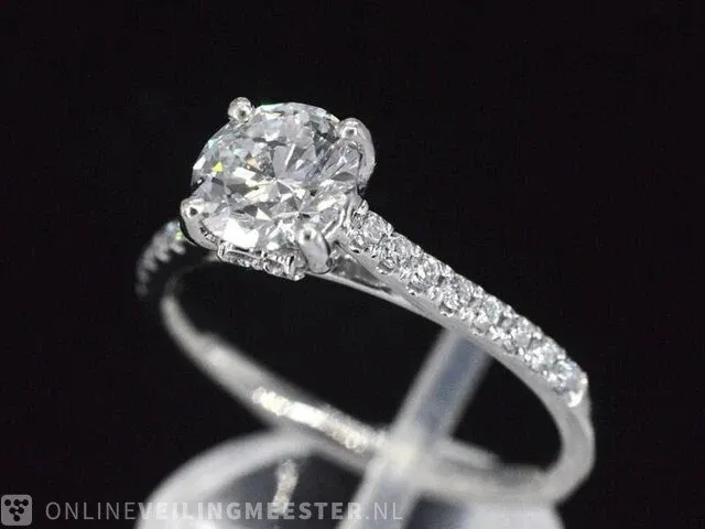 Platina ring met diamanten 1.3 ct (gecertificeerd) - nieuw - afbeelding 8 van  10
