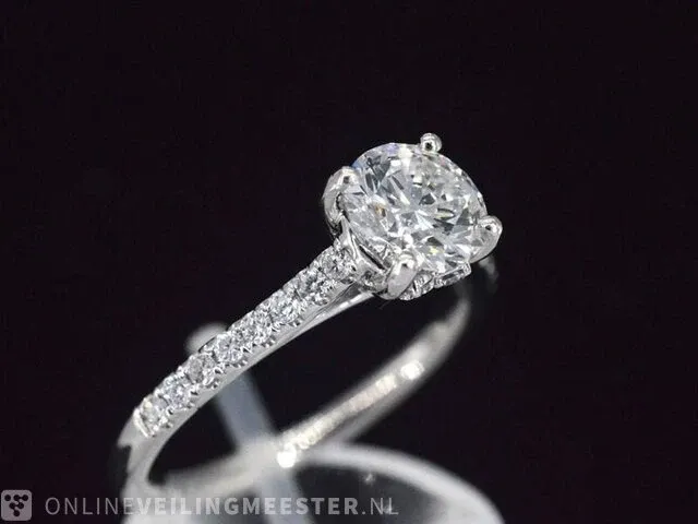 Platina ring met diamanten 1.3 ct (gecertificeerd) - nieuw - afbeelding 9 van  10