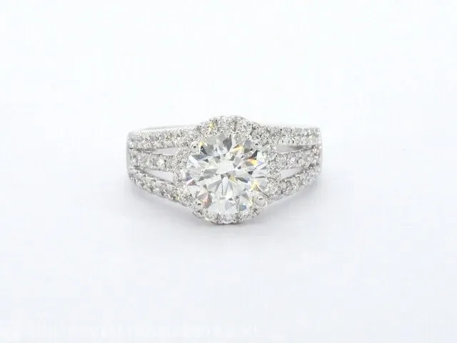 Platina ring met diamanten en een briljant geslepen diamant van 2.00 carat - afbeelding 4 van  7