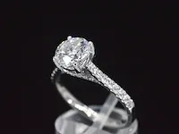 Platina solitair ring met een 1.00 carat briljant geslepen diamant - afbeelding 3 van  9