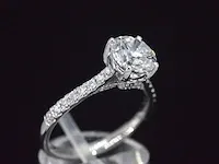 Platina solitair ring met een 1.00 carat briljant geslepen diamant - afbeelding 4 van  9