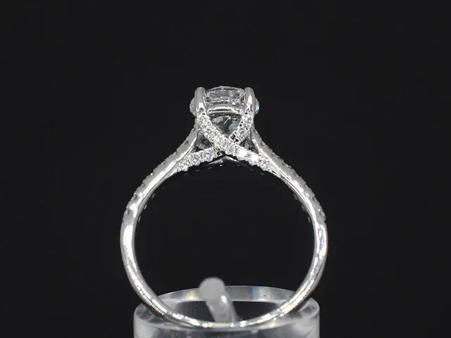 Platina solitair ring met een 1.00 carat briljant geslepen diamant - afbeelding 5 van  9