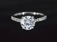 Platina solitair ring met een 1.00 carat briljant geslepen diamant - afbeelding 6 van  9