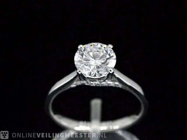 Platina solitair ring met een 1.23 carat briljant geslepen diamant - afbeelding 1 van  10