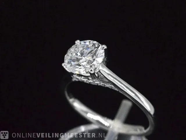 Platina solitair ring met een 1.23 carat briljant geslepen diamant - afbeelding 5 van  10