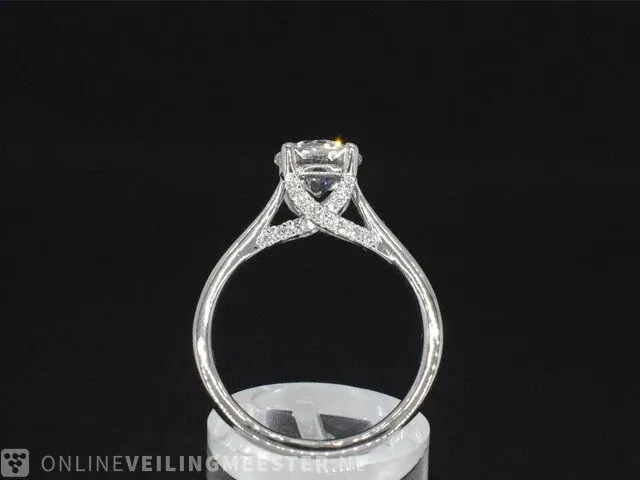 Platina solitair ring met een 1.23 carat briljant geslepen diamant - afbeelding 6 van  10