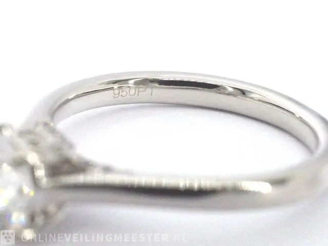 Platina solitair ring met een 1.23 carat briljant geslepen diamant - afbeelding 10 van  10