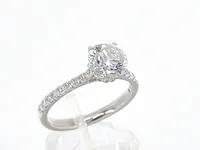 Platina solitair ring met een 1.51 carat gecertificeerde briljant diamant en een hidden helo - afbeelding 6 van  11