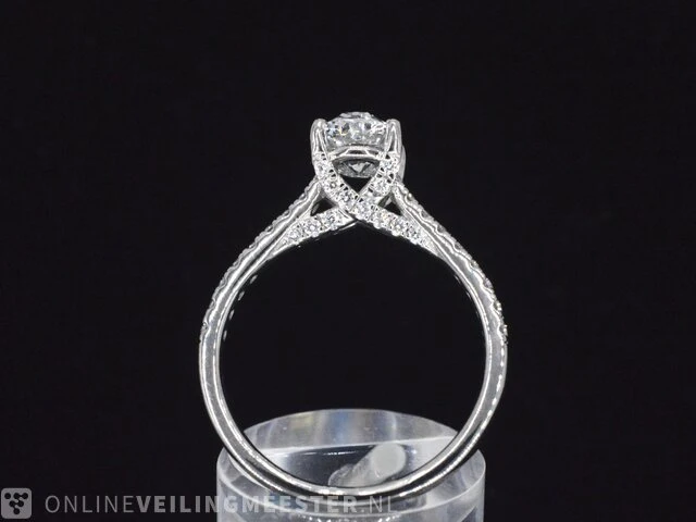 Platina solitair ring met een 1.57 carat briljant geslepen diamant - afbeelding 5 van  6