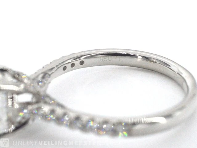 Platina solitair ring met een 1.57 carat briljant geslepen diamant - afbeelding 6 van  6