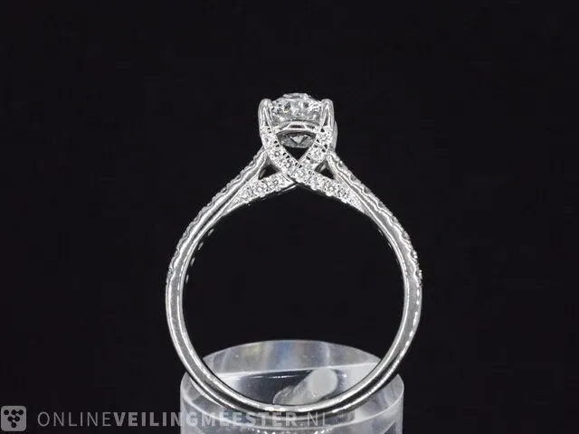 Platina solitair ring met een 1.57 carat briljant geslepen diamant - afbeelding 5 van  6