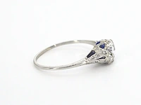 Platinum ring met 1.00 carat diamant en saffieren - afbeelding 10 van  12