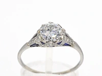Platinum ring met 1.00 carat diamant en saffieren - afbeelding 1 van  12