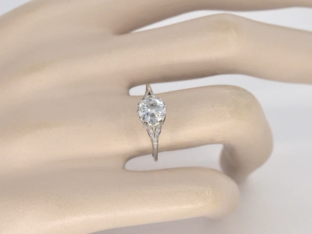 Platinum ring met 1.00 carat diamant en saffieren - afbeelding 2 van  12
