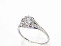 Platinum ring met 1.00 carat diamant en saffieren - afbeelding 3 van  12