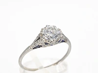 Platinum ring met 1.00 carat diamant en saffieren - afbeelding 4 van  12