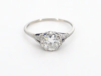 Platinum ring met 1.00 carat diamant en saffieren - afbeelding 6 van  12