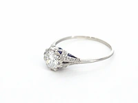 Platinum ring met 1.00 carat diamant en saffieren - afbeelding 8 van  12