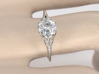 Platinum ring met 1.00 carat diamant en saffieren - afbeelding 9 van  12