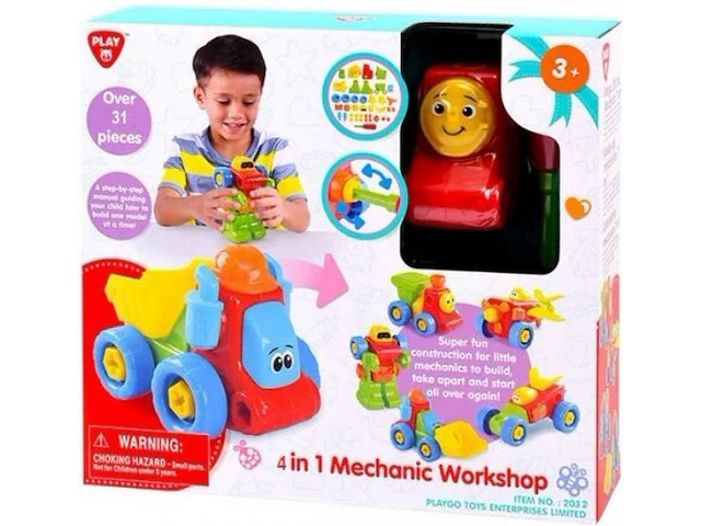 Playgo - 4 in 1 mechanische werk wagen 1x 031 - afbeelding 1 van  5