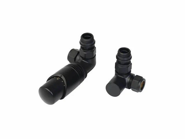 Plieger como design radiator aansluitset universeel dubbel haaks incl. koppeling 15 mm mat zwart - afbeelding 1 van  3