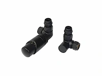 Plieger como design radiator aansluitset universeel dubbel haaks incl. koppeling 15 mm mat zwart - afbeelding 1 van  3