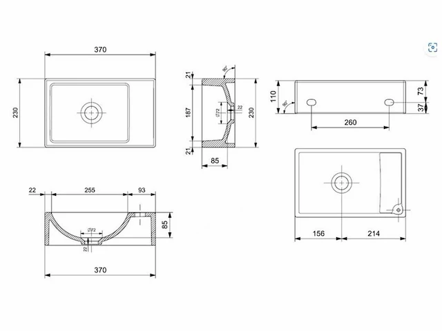 Plieger houston fontein links zonder kraangat 37x23cm wit - afbeelding 2 van  2